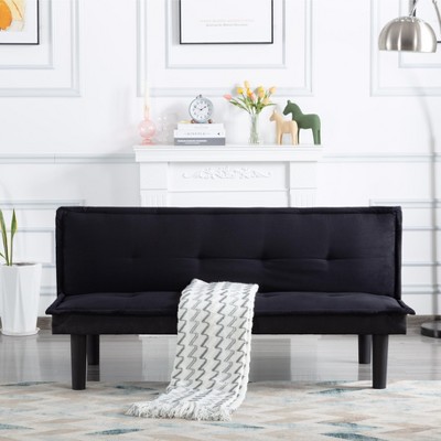 DOMETOUR 63.2'' Convertible Futon Sofa Bed – Modern Upholstered Loveseat with Adjustable Backrest for Small Spaces & Apartments