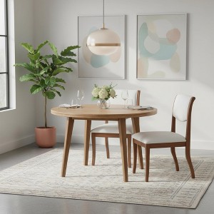 Homy Casa Set of 2 Upholstered Dining Chairs with Curved Backrest and Wooden Frame, White - 1 of 4