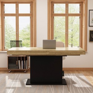 FUFU&GAGA Adjustable Width Rectangle Writing Desk - 1 of 4