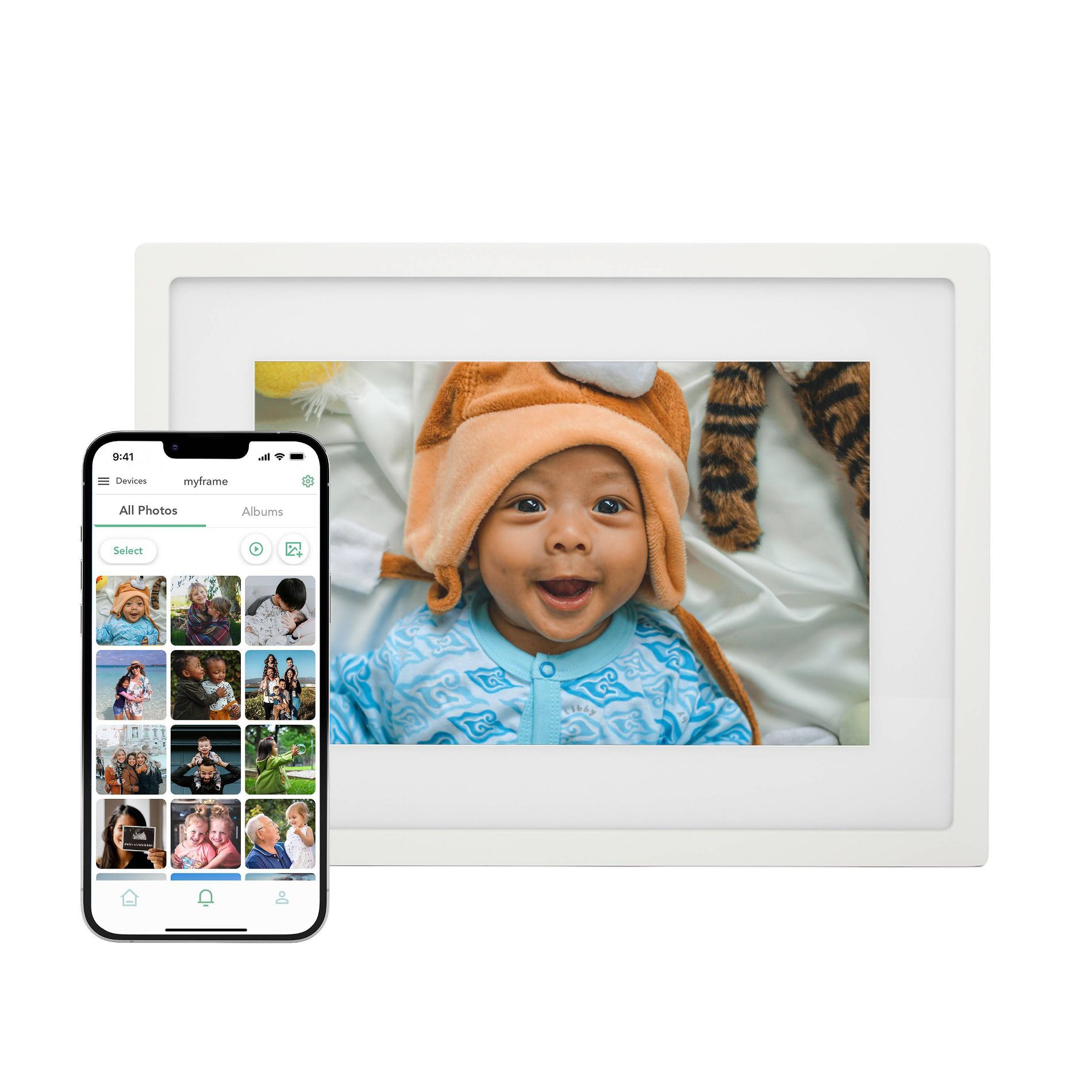 Skylight 10" Digital Photo Frame - White: Wi-Fi Enabled, Wall Mountable, Detachable Stand