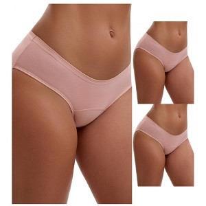 INSPIRE CHIC 3 Layers Period Leak Proof Briefs for Women's Cotton Mid-Waisted Underwear 3 Packs - 1 of 4