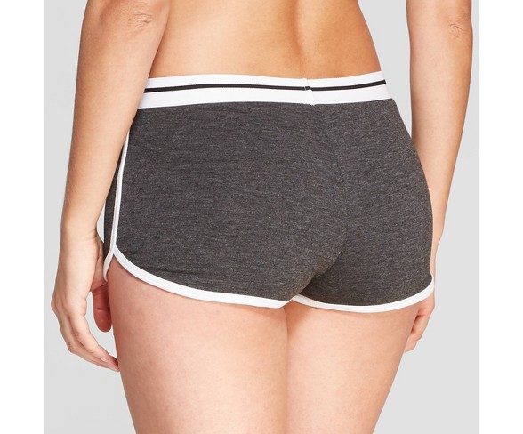 Women's Athletic Striped Weekend Soul Boxer Pajama Shorts - Charcoal XL