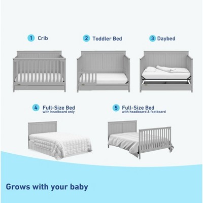 Pebble Gray 5-in-1 Convertible Crib with Storage Drawer
