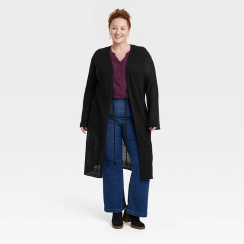 Women's Pointelle Duster Cardigan - Knox Rose™ Black 2x : Target