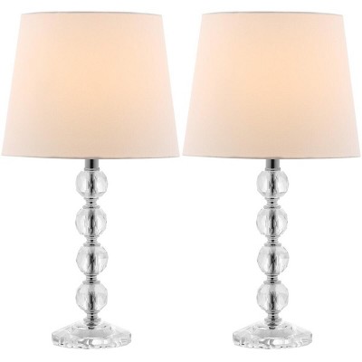 Nola 16" Clear Crystal Ball Table Lamp Set with White Shades