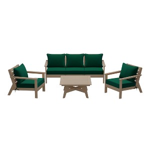 WestinTrends Avalon Outdoor 6-Piece Modular Sectional Patio Furniture Sofa Set, Weathered Wood/Green - 1 of 4