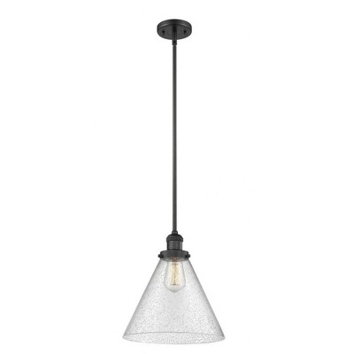 Cone - 1 Light Stem Hung Mini Pendant In Industrial Style-16 Inches Tall and 12 Inches Wide