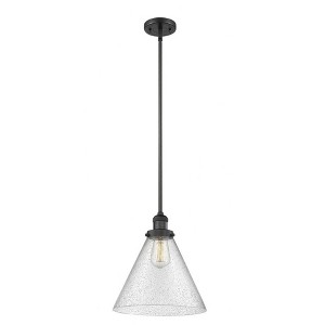 Cone - 1 Light Stem Hung Mini Pendant In Industrial Style-16 Inches Tall and 12 Inches Wide - 1 of 1
