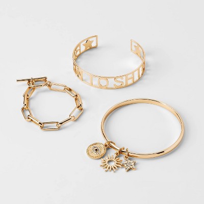 Girls' 3pk 'Born To Shine' Bracelet Set - art class™ Gold