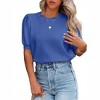 Women's Casual Crew Neck Short Sleeve Sweater Tops for Spring and Summer 2025,Blue - 2XL - 4 of 4