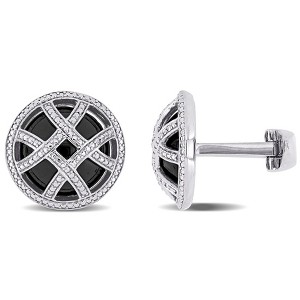 EVERLY JEWELRY |Sterling Silver 17 CT TGW Black Onyx Cufflink - 1 of 4