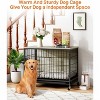 Wooden Dog Crate Furniture with Wheels and Double Door – Modern Pet House, Removable Tray, Stylish End Table for Living Room, Bedroom, and Outdoors - 4 of 4