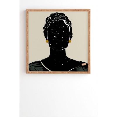 Domonique Brown Black Hair No. 5 Framed Wall Art Bamboo - Deny Designs