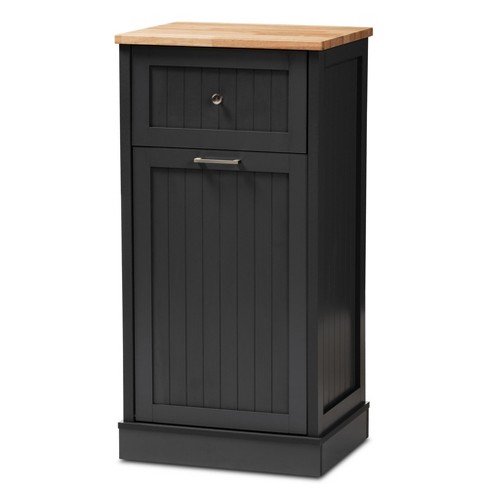 Marcel Oak Finished Kitchen Cabinet Gray brown Baxton Studio