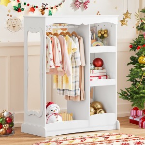 Arceso Kids Dress Up Storage with Flower Mirror, Open Hanging Closet Wardrobe for Children, Kids Armoire & Costume Organizer for Bedroom Playroom - 1 of 4
