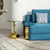 Vynxaria Modern Round Side Table, Cocktail Table, Tempered Glass Top, Gold Finish - 2 of 4