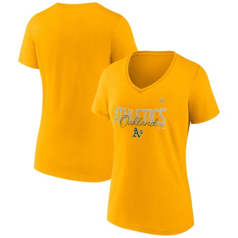 MLB Oakland Athletics Women's Short Sleeve V-Neck Core T-Shirt - L