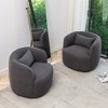 KINWELL 34" Wide Boucle Fabric Upholstered Swivel Armchair (Set of 2) - 3 of 4