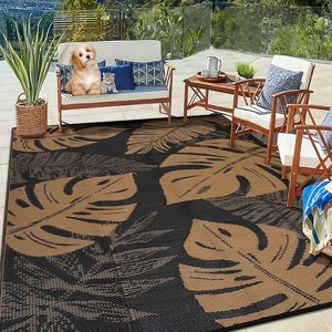 Outdoor Rugs UV Resistant Waterproof Patio Rug, Plastic Straw Reversible Portable Rug Modern Carpet for Beach Balcony Deck Yard - 1 of 4