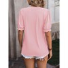 BLUEMING Womens Summer Blouse V Neck Tops with Short Lantern Sleeve Ruffle Tee Shirt Blouse Wheat Texture Tops - 4 of 4
