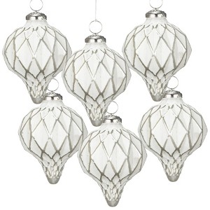Gulches Set of 6 Exquisite 2.8" x 3" Glass Christmas Ball Ornaments - Elegant Decorative Hanging Accents for Holiday and Event Decor - 1 of 4