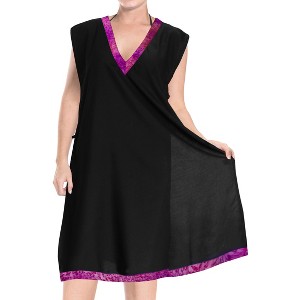 LA LEELA Women's Summer Vacation Beachwear Swim Suit Loose Bathing Suit Swim Beach Cover-up Dress Robe - 1 of 4