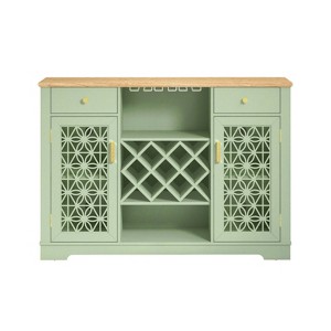 56" Wood Buffet Bar Cabinet with Wine Rack Green - Home Essentials - 1 of 4