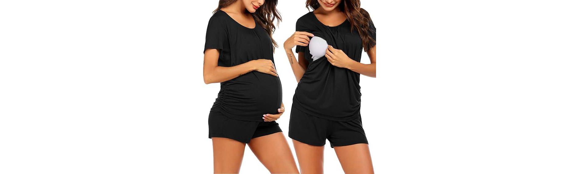 Ekouaer Womens Nursing Pajamas Maternity Breastfeeding Pjs Sleepwear Layer Soft Postpartum Lounge Set Pregnancy Clothes