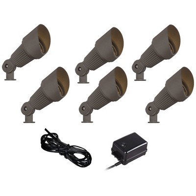 John Timberland Bronze Spotlight 6-Piece Outdoor LED Landscape Lighting Set