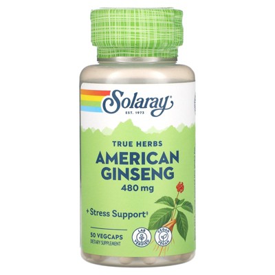 Solaray True Herbs, American Ginseng, 480 mg, 50 VegCaps