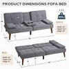 Futon Sofa Bed-Leather Small Futon Couch, Futon Lounge Sofa, Futon Convertible with Cup Holder - 2 of 4
