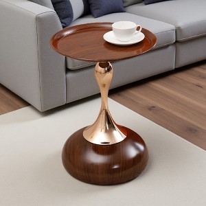 Mermaid-Pedestal Metal Round End Coffee Table - 1 of 4