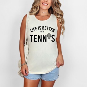 Simply Sage Market Life Is Better With Tennis Garment Dyed Tank - 1 of 4