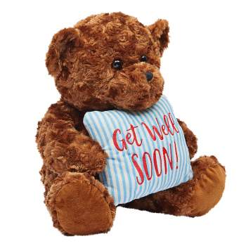 Balloon Bouquet with Plush Weight - Get Well Soon Teddy Bear