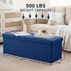 Ornavo Home Foldable Tufted Linen 43" Inch Long Bench Storage Ottoman - 2 of 4