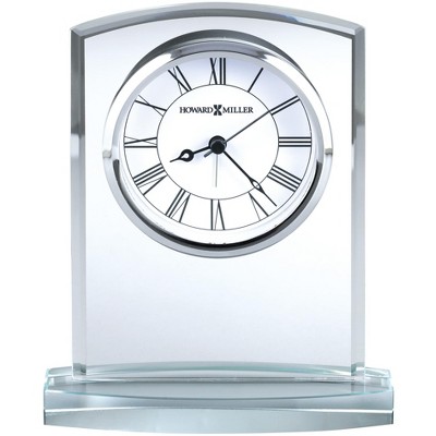 Starphire Crystal Contemporary Table Clock with Roman Numerals
