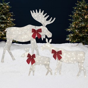 Best Choice Products 4ft 3-Piece Lighted 2D Christmas Moose Set Outdoor Décor w/ 195 LED Lights, Stakes - 1 of 4