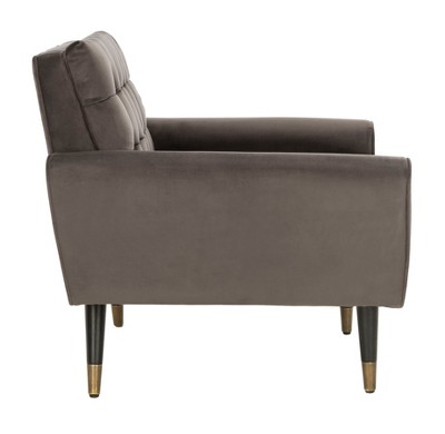 Shale Velvet Lawson Accent Chair with Black Wood Legs