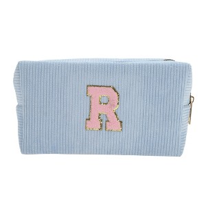 Unique Bargains Corduroy Rectangular Letter Makeup Bag Sky Blue 1 Pc - 1 of 4
