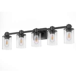 DORESshop 32 in. 5-Light Black Bathroom Vanity Light Fixture with Clear Glass Shades,Vanity Lights for Mirror, Hallway or Bathroom - 1 of 4