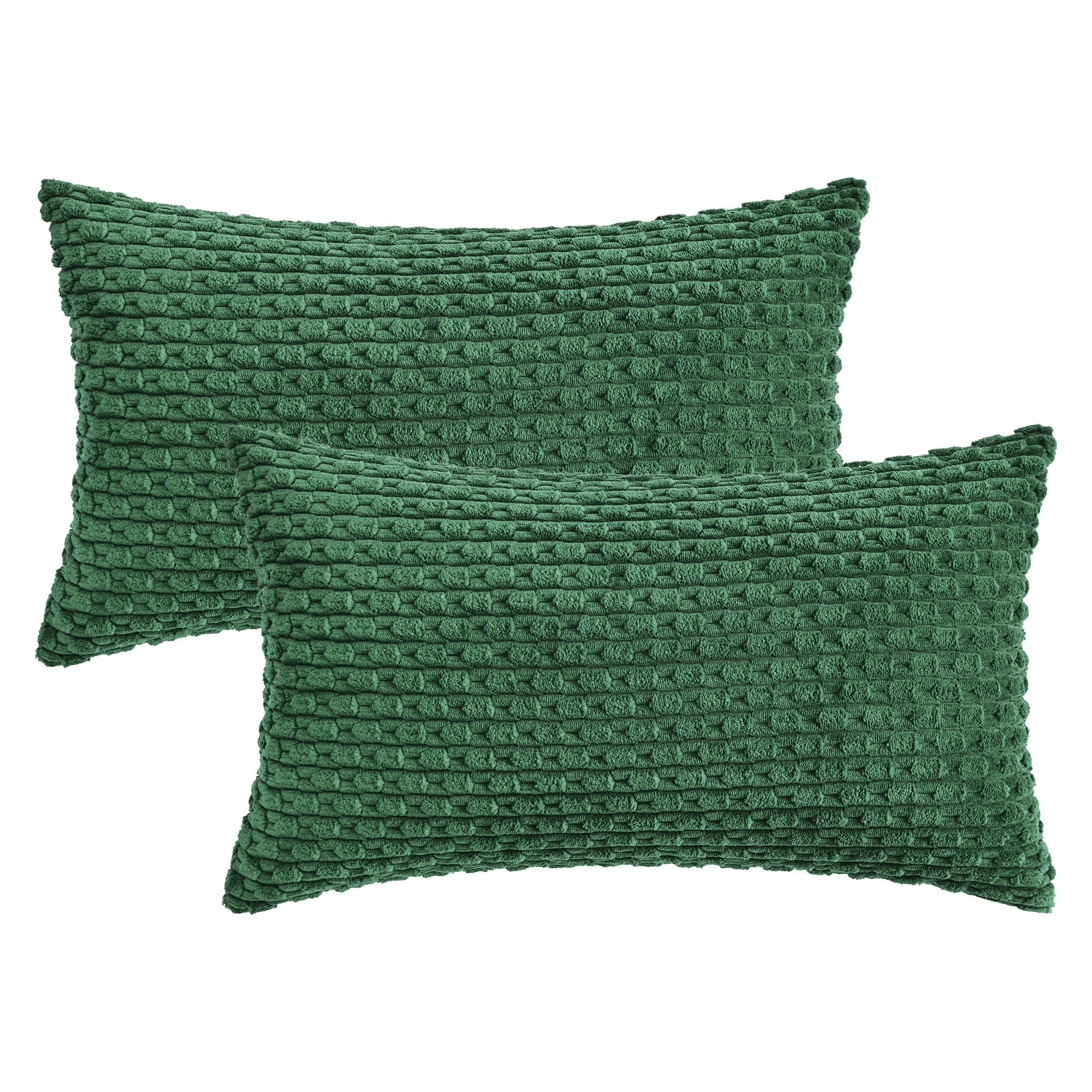Soft Corduroy Throw Pillow Covers for Couch Bed Sofa Home Decor 2 Pcs 12 x 20 Inch Dark Green