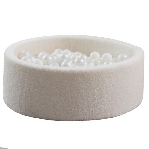 KIDKII Round Ball Pit Soft Teddy Indoor Play Toy for Toddlers, 200 Balls, Cream - 1 of 4