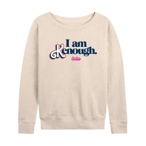 Women's - Barbie - I Am Kenough Lightweight French Terry Wide Neck Long Sleeve Shirt - 1 of 4