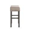 Simple Relax Set of 2 Linen Upholstered Counter Height Stools in Tan and Weathered Gray - 4 of 4