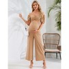 Women's Maternity Summer Cutout Jumpsuits Puff Short Sleeve Sweetheart Neck Ruffle Casual High Waist Wide leg Rompers - 3 of 4