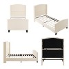 Kumasinova Queen/Twin/King Size Teddy Velvet Upholstered Bed Frame,Platform Bed with 49.21"High Back Headboard,12 Wood Slat Support,White - 4 of 4