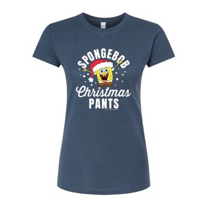 Women's - SpongeBob SquarePants - Spongebob Christmas Pants Fitted Graphic T-Shirt - 1 of 4
