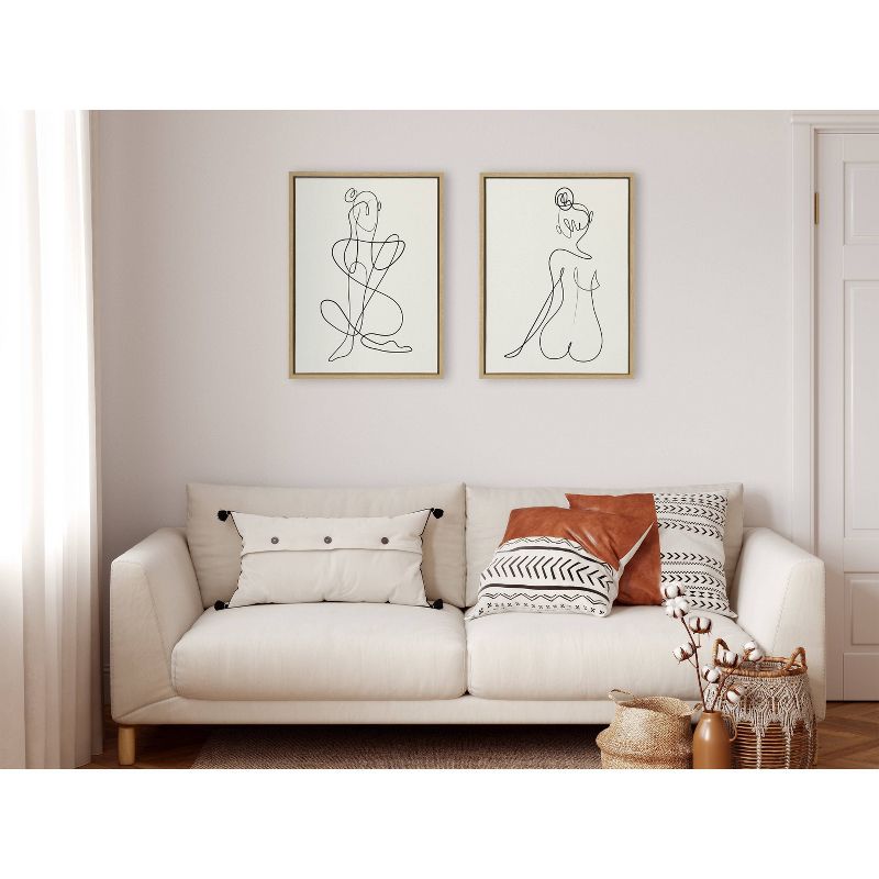 (Set of 2) 18&#34; x 24&#34; Sylvie Thinking of You Line Art and Sitting Beauty Framed Canvas Set Natural - Kate &#38; Laurel All Things Decor, 6 of 8