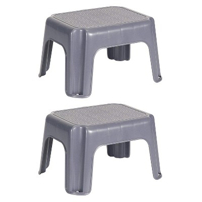 Rubbermaid Durable Plastic Roughneck Small Step Stool w/ 250-LB Weight Capacity, Gray (2 Pack)