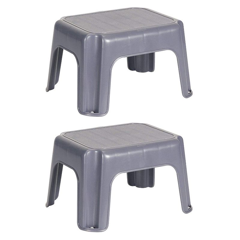 Rubbermaid Durable Plastic Roughneck Small Step Stool w/ 200-LB Weight Capacity, Gray (2 Pack), 1 of 4